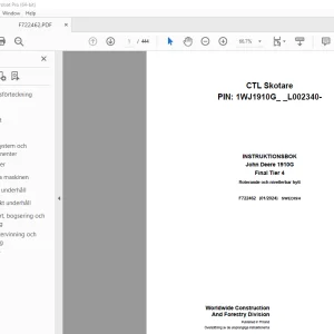 John Deere 1910G Final Tier 4 Skotare INSTRUKTIONSBOK F722462 - PDF DOWNLOAD