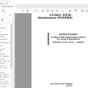 John Deere 4,5-liters dieselmotorer (PVX/PWX) INSTRUKTIONSBOK PDF