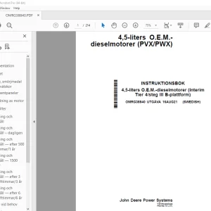 John Deere 4,5-liters O.E.M. dieselmotorer (PVX/PWX) INSTRUKTIONSBOK PDF