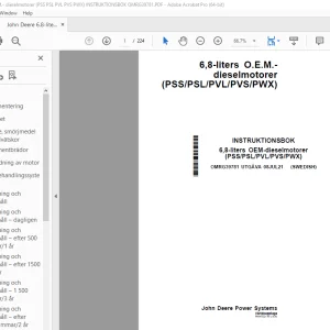 John Deere 6,8-liters dieselmotorer (PSS/PSL/PVL/PVS/PWX) INSTRUKTIONSBOK PDF