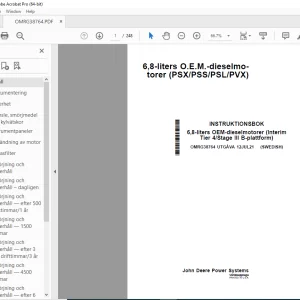 John Deere 6,8-liters dieselmotorer (PSX/PSS/PSL/PVX) INSTRUKTIONSBOK PDF