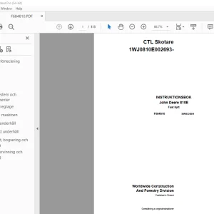 John Deere 810E Fast hytt Skotare INSTRUKTIONSBOK F684810 - PDF DOWNLOAD