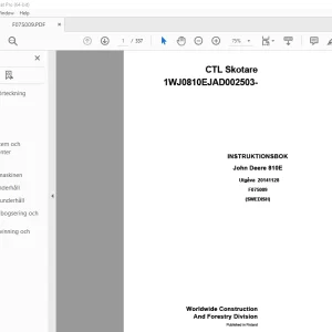 John Deere 810E Skotare INSTRUKTIONSBOK F075009 - PDF DOWNLOAD