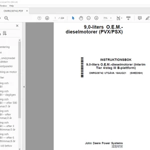 John Deere 9,0-liters dieselmotorer (PVX/PSX) INSTRUKTIONSBOK PDF