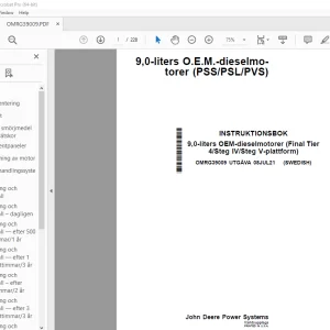 John Deere 9,0-liters dieselmotorer (PSS/PSL/PVS) INSTRUKTIONSBOK PDF