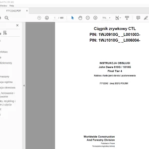 John Deere 910G / 1010G Final Tier 4 zrywkowy INSTRUKCJA OBSŁUGI PDF