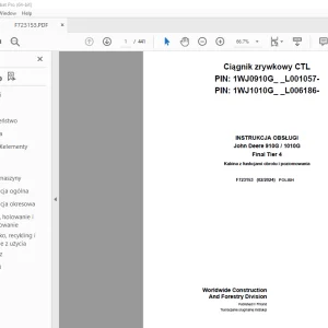 John Deere 910G / 1010G Final Tier 4 Ciągnik zrywkowy INSTRUKCJA OBSŁUGI PDF