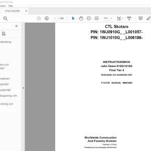 John Deere 1010G 910G Final Tier 4 Skotare Instruktionsbok PDF