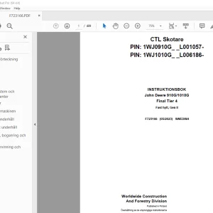 John Deere 910G/1010G Final Tier 4 Skotare INSTRUKTIONSBOK F723166 PDF