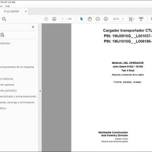 John Deere 910G / 1010G Tier 4 final Cargador Manual de Operación PDF