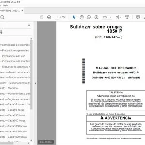 Manual del Operador John Deere 1050P Bulldozer sobre orugas PDF
