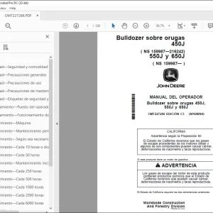 John Deere Bulldozer sobre orugas 450J, 550J y 650J MANUAL DEL OPERADOR PDF