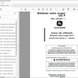 Manual del Operador John Deere Bulldozer 550 P PDF