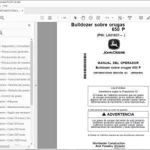 John Deere Bulldozer sobre orugas 650 P MANUAL DEL OPERADOR PDF