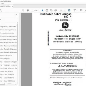 Manual del Operador John Deere Bulldozer 650 P PDF