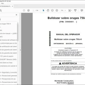 Manual del Operador John Deere Bulldozer 750J-II PDF