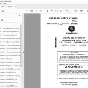 Manual del Operador John Deere Bulldozer 750J PDF