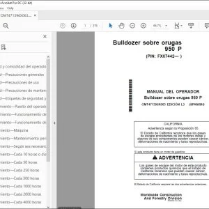 John Deere Bulldozer sobre orugas 950 P MANUAL DEL OPERADOR PDF