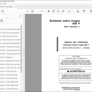 Manual del Operador John Deere Bulldozer 950 P PDF