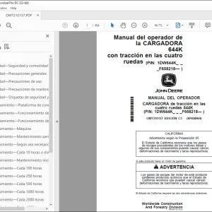 John Deere CARGADORA cuatro ruedas 644K MANUAL DEL OPERADOR PDF