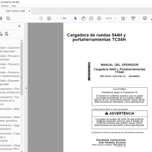Manual del Operador John Deere Cargadora 544H y TC54H PDF