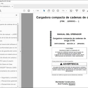 John Deere Cargadora compacta 317G MANUAL DEL OPERADOR PDF