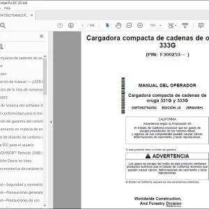 John Deere Cargadora compacta 331G y 333G MANUAL DEL OPERADOR PDF