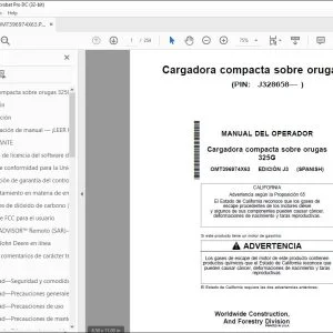 John Deere Cargadora compacta sobre 325G MANUAL DEL OPERADOR PDF