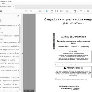 Manual del Operador John Deere Cargadora Compacta 325G PDF