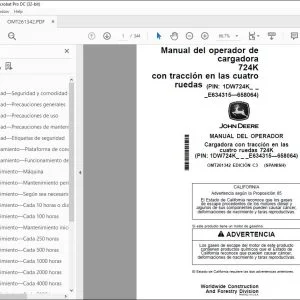 John Deere 724K Cargadora Manual de Operación PDF Download