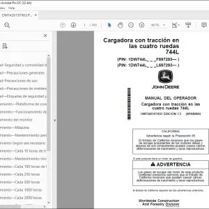 John Deere Cargadora en las cuatro ruedas 744L MANUAL DEL OPERADOR PDF