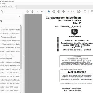 Manual del Operador John Deere Cargadora 824 P PDF