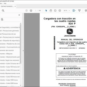 John Deere Cargadora cuatro ruedas 824 P MANUAL DEL OPERADOR PDF