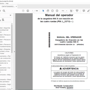 John Deere Cargadora de rtracción 644 X MANUAL DEL OPERADOR PDF