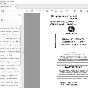 John Deere Cargadora de ruedas 544 G MANUAL DEL OPERADOR PDF
