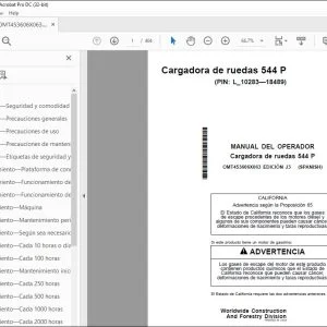 John Deere Cargadora de ruedas 544 P MANUAL DEL OPERADOR PDF