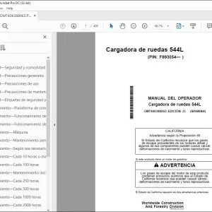 John Deere Cargadora de ruedas 544L MANUAL DEL OPERADOR OMT406388X63 PDF