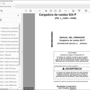 John Deere Cargadora de ruedas 624 P MANUAL DEL OPERADOR PDF