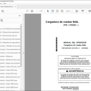 John Deere Cargadora de ruedas 644L MANUAL DEL OPERADOR PDF