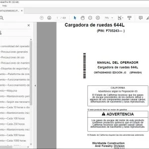 Manual del Operador John Deere Cargadora de Ruedas 644L PDF