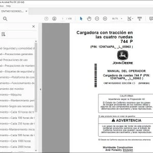 Manual del Operador John Deere Cargadora de Ruedas 744 P PDF