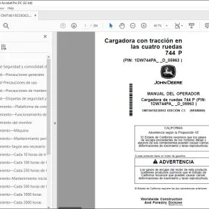 John Deere Cargadora de ruedas 744 P MANUAL DEL OPERADOR PDF