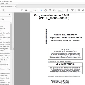 John Deere Cargadora de ruedas 744 P-tier, Gen-A MANUAL DEL OPERADOR PDF