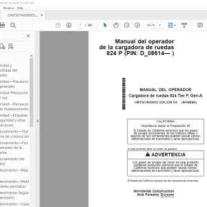 Manual del Operador John Deere Cargadora 824 Tier P Gen-A PDF