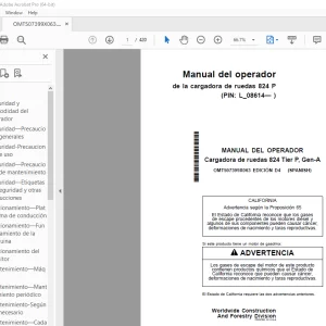John Deere Cargadora de ruedas 824 Tier P, Gen-A MANUAL DEL OPERADOR PDF