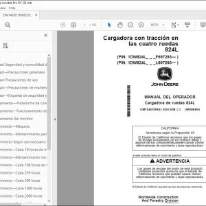John Deere Cargadora de ruedas 824L MANUAL DEL OPERADOR PDF