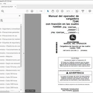 Manual del Operador para John Deere 724K Cargadora cuatro ruedas PDF