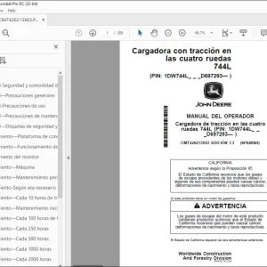 John Deere Cargadora de tracción en las cuatro 744L MANUAL DEL OPERADOR PDF