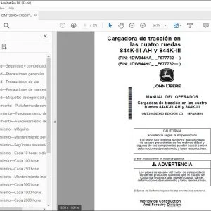 John Deere Cargadora cuatro ruedas 844K-III AH y 844K-III MANUAL DEL OPERADOR PDF