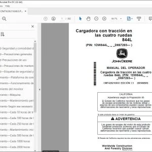 John Deere Cargadora cuatro ruedas 844L MANUAL DEL OPERADOR PDF